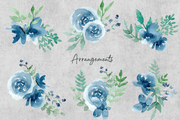 Indigo Blue - Free Floral Watercolor Graphics Pack - Pixel Surplus