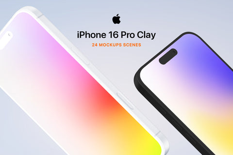 iPhone 16 Pro Clay - 24 Mockups Scenes - Pixel Surplus