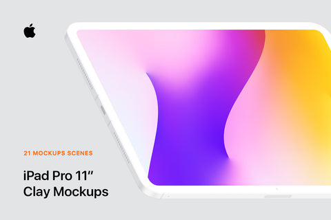 iPad Pro 11" - 21 Clay Mockups Scenes