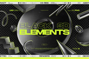 130 Black 3D Elements Collection Vol.1