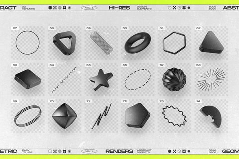 130 Black 3D Elements Collection Vol.1