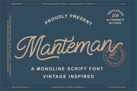 Manteman - Monoline Script Font