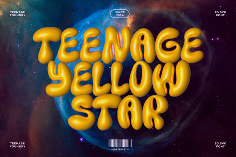 Teenage Yellow Star - 3D SVG Typeface