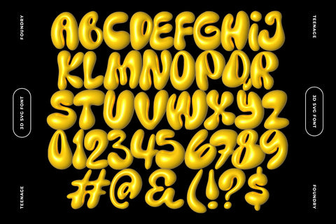 Teenage Yellow Star - 3D SVG Typeface