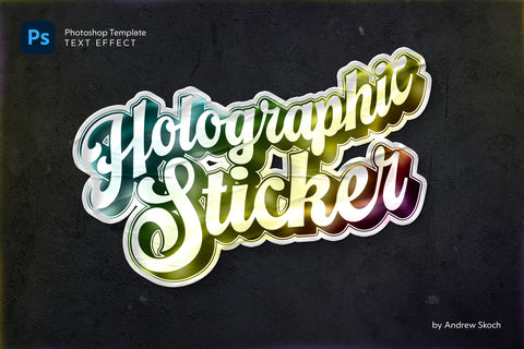 Holographic Sticker Text Effect