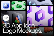 3D App Icon Logo Mockups - 12 Scenes