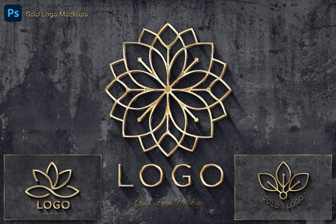 Gold Text and Logo Mockups - Pixel Surplus