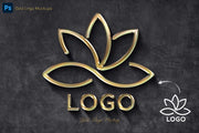 Gold Text and Logo Mockups - Pixel Surplus