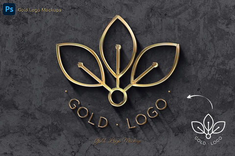 Gold Text and Logo Mockups - Pixel Surplus