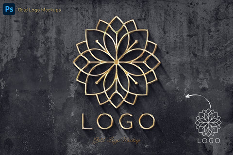 Gold Text and Logo Mockups - Pixel Surplus