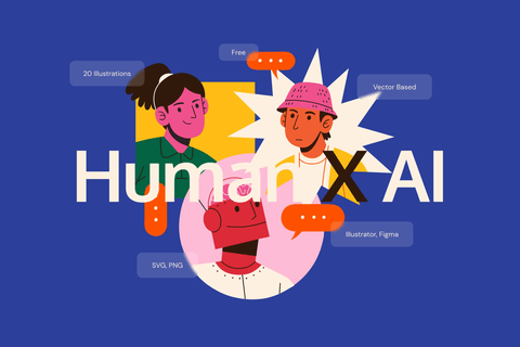 Human x AI - Free Vector Illustration Pack