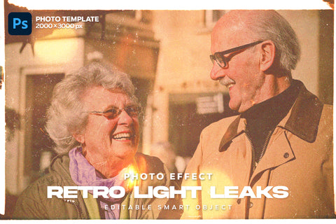 Retro Light Leaks Photoshop Template