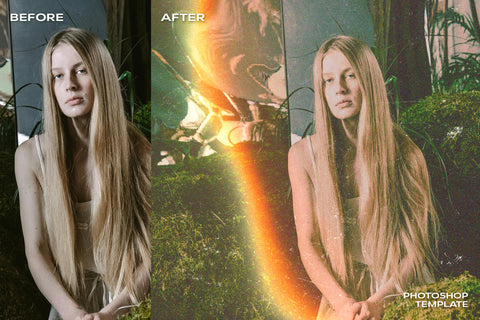 Retro Light Leaks Photoshop Template