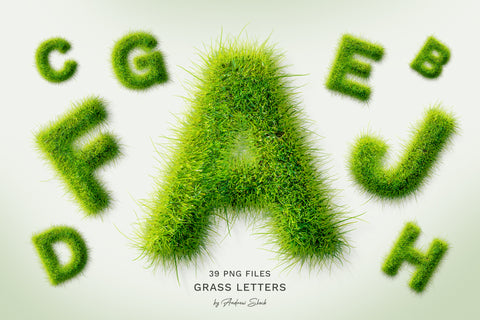 Grass Letters PNG Pack