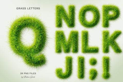 Grass Letters PNG Pack
