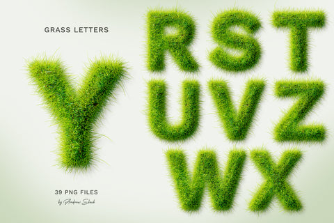 Grass Letters PNG Pack