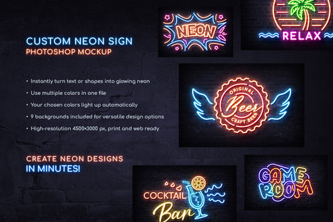 Custom Neon Sign Photoshop Mockup