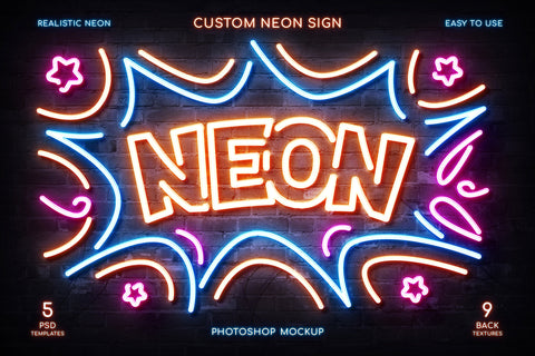 Custom Neon Sign Photoshop Mockup