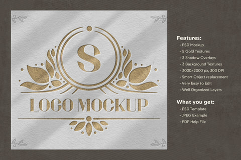 Gold Letterpress Text & Logo Effect