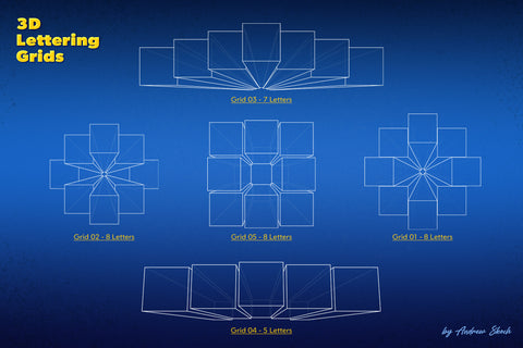 3D Lettering Grids and Brushes - Pixel Surplus