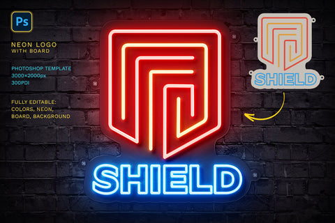 Neon Logo Photoshop Mockup