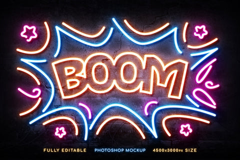 Custom Neon Sign Photoshop Mockup