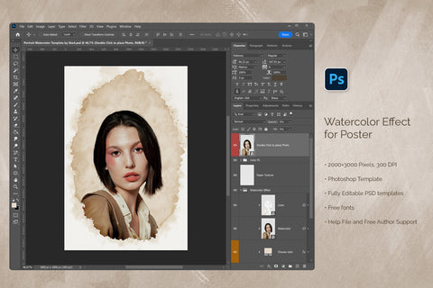 Portrait Watercolor Template