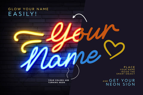 Neon Names Photoshop Templates