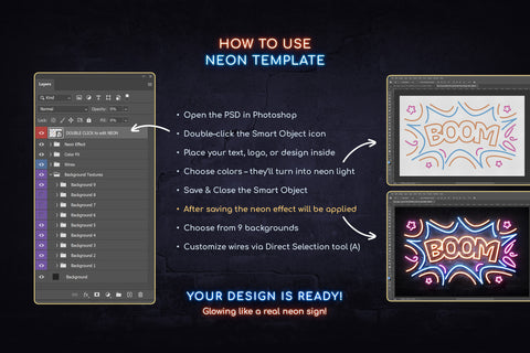 Custom Neon Sign Photoshop Mockup