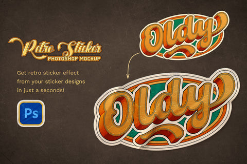 Retro Sticker Mockup