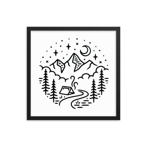 Mountain Camp Framed Poster - Pixel Surplus