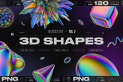 120 Iridescent Geometric 3D Shapes Pack Vol. 3