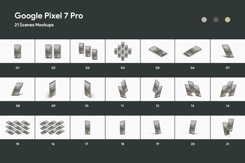 Google Pixel 7 Pro - 21 Mockups + Free Sample
