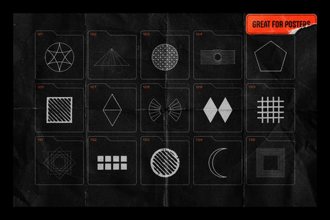 150 Geometric Shapes With Distressed Edges