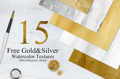 15 Free Gold & Silver Watercolor Textures - Pixel Surplus
