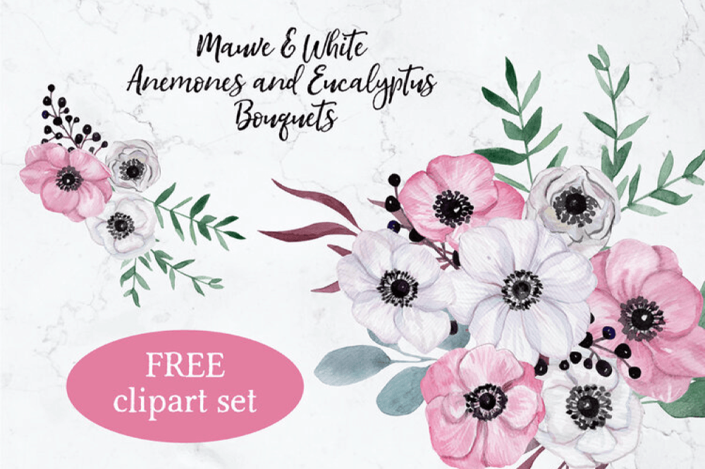 Free Anemones and Eucalyptus Bouquets - Pixel Surplus