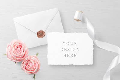 Free PSD Wedding Invitation Card & Envelope Mockup - Pixel Surplus