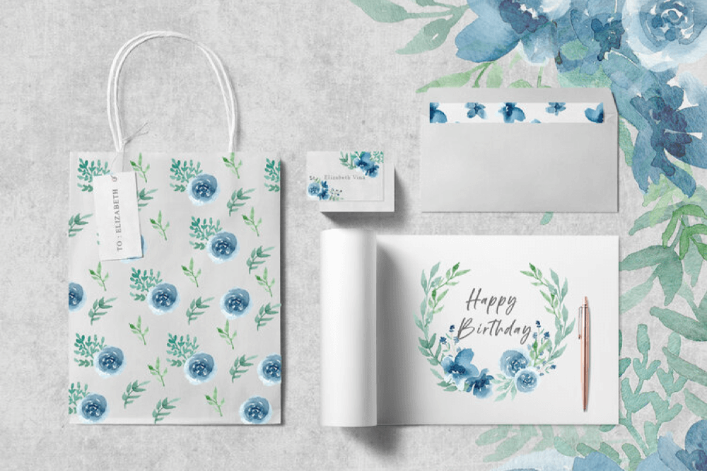 Indigo Blue - Free Floral Watercolor Graphics Pack - Pixel Surplus