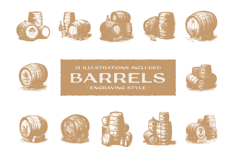 Barrels - Engraving Style Illustrations