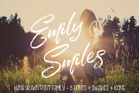 Emily Smiles - Hand Drawn Brush Font + Bonus