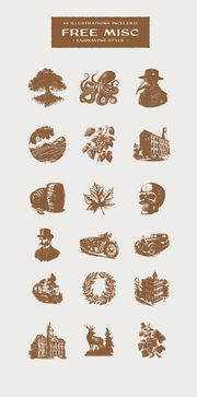 Leaves & More - Engraving Style Illustrations