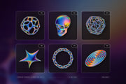 Iridescent Geometric 3D Shapes Pack Vol.2