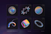 Iridescent Geometric 3D Shapes Pack Vol.2