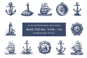 Nautical Vol. 1 - Engraving Style Illustrations